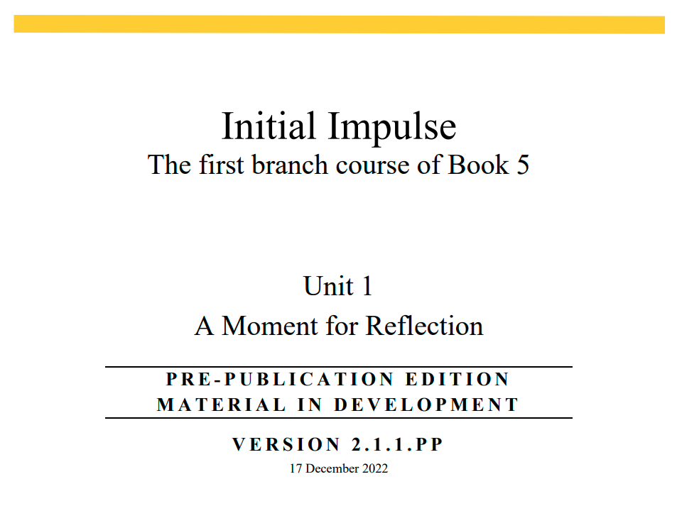 Ruhi Book 5 Branch 1: Initial Impulse
