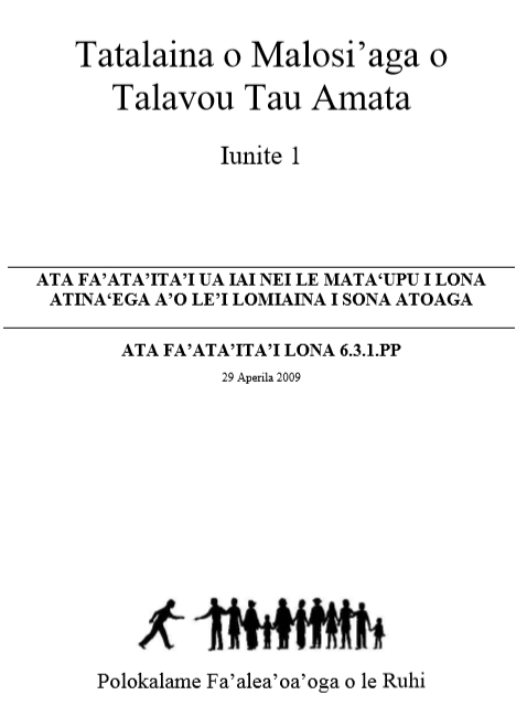 Ruhi Book 5 - Unit 1- Tatalaina o Malosi'aga o Talavou Tau Amata Iunite 1 - Samoan
